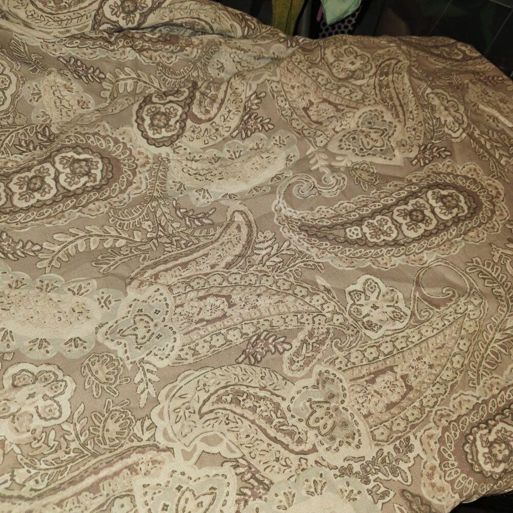 POTTERY BARN GWENN 92x88 Full/Qn Brown Paisley Linen Blend Duvet &2 Pillow Shams - Picture 2 of 7